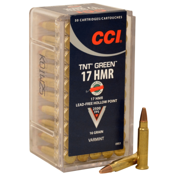 CCI Ammunition 17 Hornady Magnum Rimfire (HMR) 16 Grain Speer TNT Green Hollow Point Lead-Free