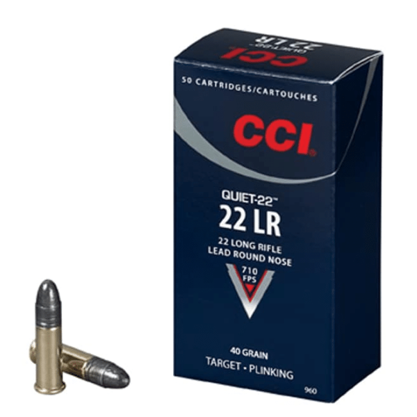 CCI Quiet Ammunition 22 Long Rifle Subsonic 40 Grain Lead Round Nose