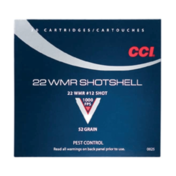 CCI Shotshell Ammunition 22 Winchester Magnum Rimfire (WMR) 52 Grain #12 Shot Shotshell Box of 20
