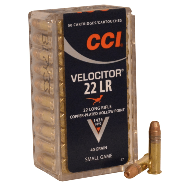 CCI Velocitor Ammunition 22 Long Rifle 40 Grain Plated Lead Hollow Point