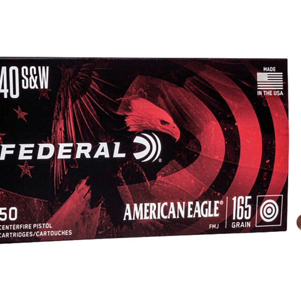 Federal American Eagle Ammunition 40 S&W 165 Grain Full Metal Jacket