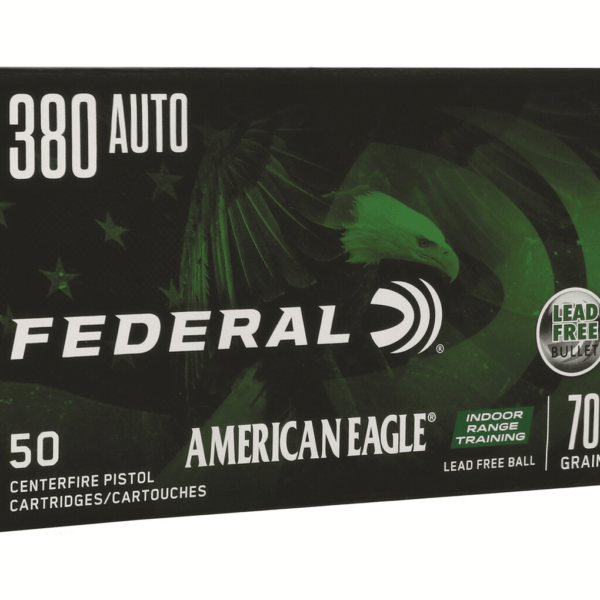 Federal American Eagle IRT Ammunition 380 ACP 70 Grain Flat Nose Lead-Free