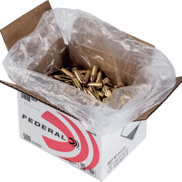 Federal Ammunition 9mm Luger 115 Grain Full Metal Jacket Box of 500 Bulk