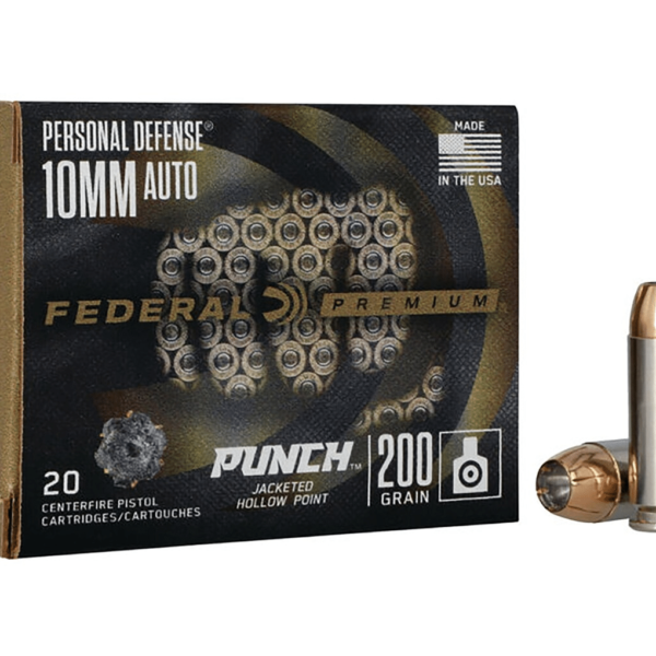 Federal Personal Defense Punch Ammunition 10mm Auto 200 Grain Jacketed Hollow Point Box of 20