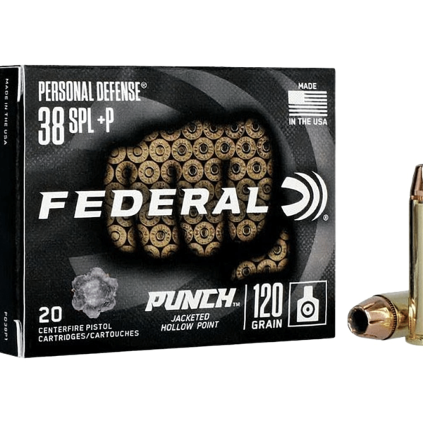 Federal Personal Defense Punch Ammunition 38 Special +P 120 Grain Jacketed Hollow Point