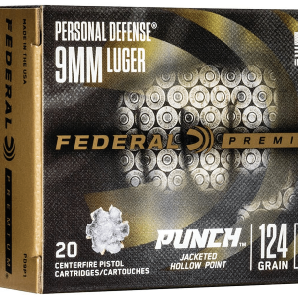 Federal Personal Defense Punch Ammunition 9mm Luger 124 Grain Jacketed Hollow Point