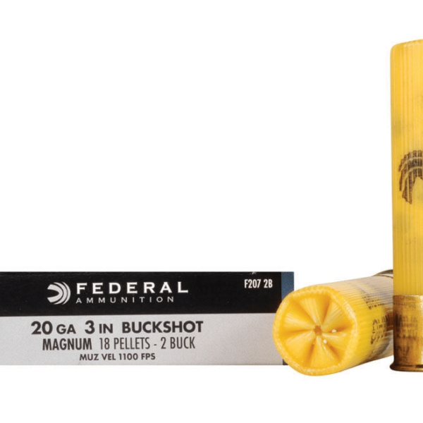 Federal Power-Shok Ammunition 20 Gauge 3" Buffered #2 Buckshot 18 Pellets