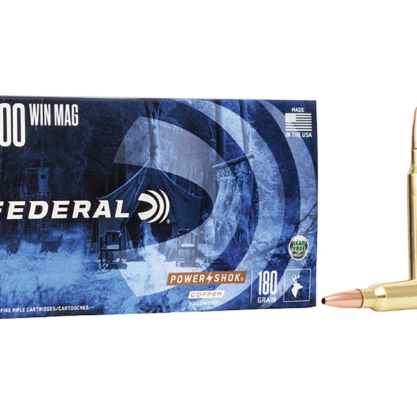 Federal Power-Shok Ammunition 300 Winchester Magnum 180 Grain Copper Hollow Point Lead-Free Box of 20