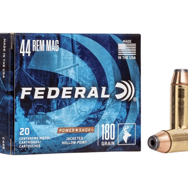 Federal Power-Shok Ammunition 44 Remington Magnum 180 Grain Jacketed Hollow Point Box of 20
