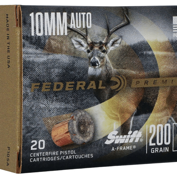 Federal Premium Ammunition 10mm Auto 200 Grain Swift A-Frame Jacketed Hollow Point Box of 20