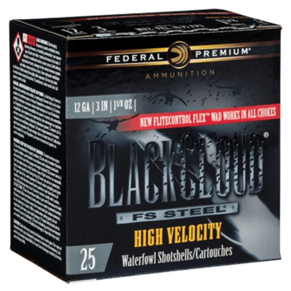 Federal Premium Black Cloud High Velocity Ammunition 12 Gauge 3" 1-1/8 oz Non-Toxic FlightStopper Steel Shot