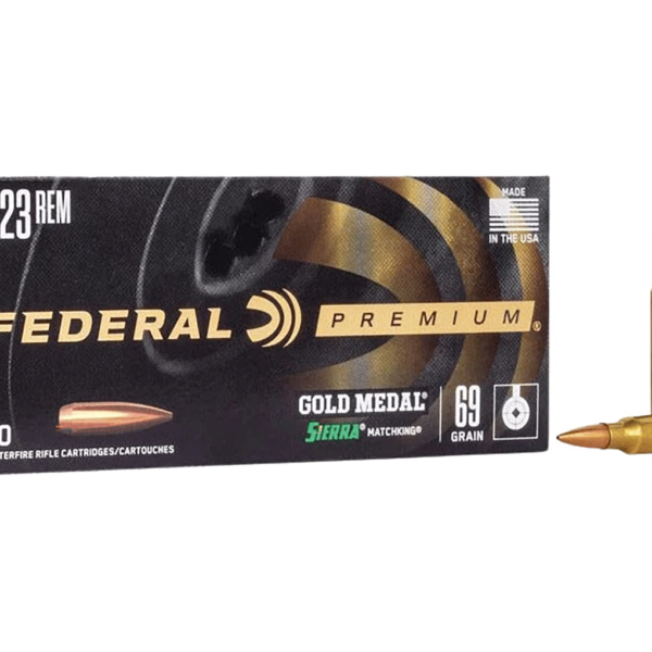 Buy Federal Premium Gold Medal Ammunition 223 Remington 69 Grain Sierra MatchKing Hollow Point Boat Tail Box of 20 Online