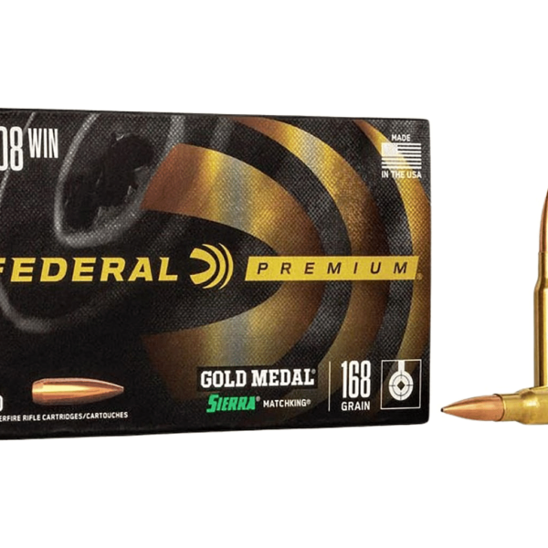 Federal Premium Gold Medal Ammunition 308 Winchester 168 Grain Sierra MatchKing Hollow Point Boat Tail