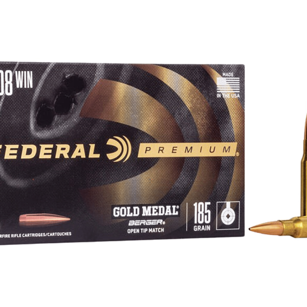 Federal Premium Gold Medal Berger Ammunition 308 Winchester 185 Grain Berger Juggernaut Open Tip Match