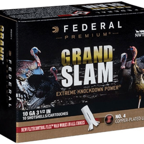 Federal Premium Grand Slam Turkey Ammunition 10 Gauge 3-1/2" 2 oz Buffered Copper Plated Shot Flightcontrol Flex Wad