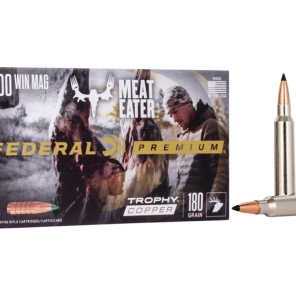 Federal Premium Meat Eater Ammunition 300 Winchester Magnum 180 Grain Trophy Copper Tipped Boat Tail Lead-Free Box of 20