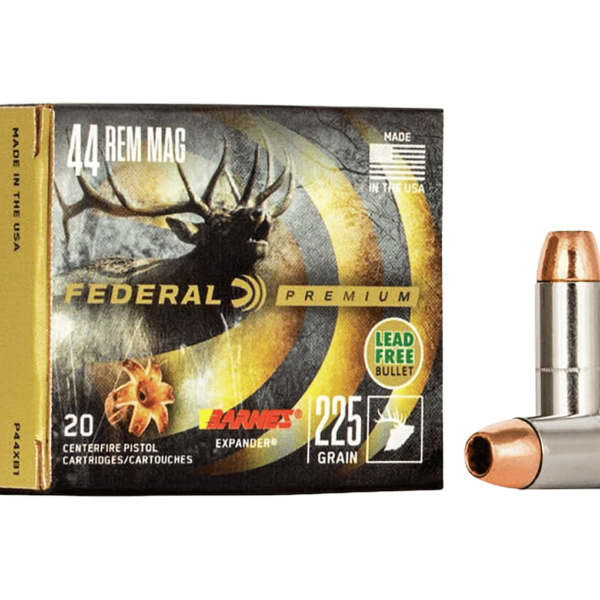 Federal Premium Vital-Shok Ammunition 44 Remington Magnum 225 Grain Barnes XPB Hollow Point Lead-Free