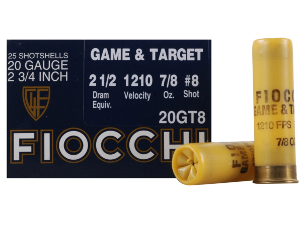 Fiocchi Dove & Target Ammunition 20 Gauge 2-3/4" 7/8 oz #8 Shot