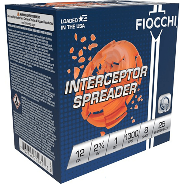 Fiocchi Exacta Interceptor Spreader Ammunition 12 Gauge 2-3/4" 1 oz #8 Shot