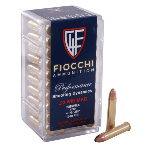 Fiocchi Field Dynamics Ammunition 22 Winchester Magnum Rimfire (WMR) 40 Grain Jacketed Soft Point