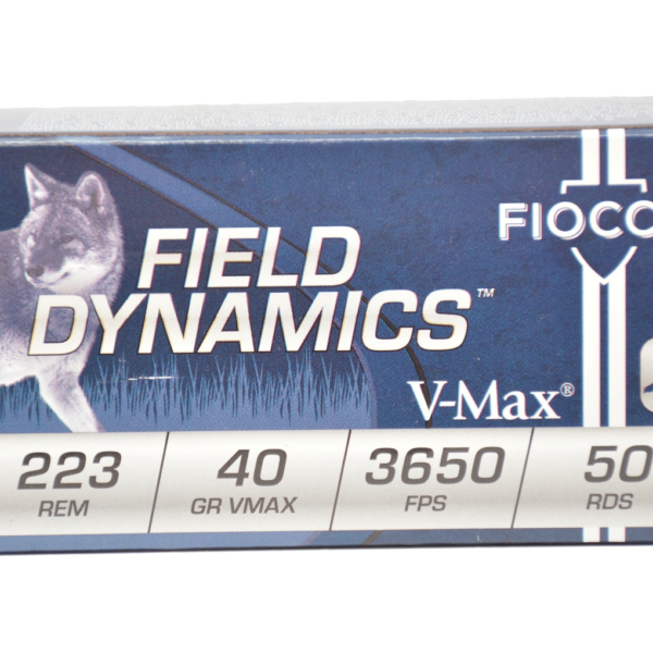 Fiocchi Field Dynamics Ammunition 223 Remington 40 Grain Hornady V-MAX Ammunition