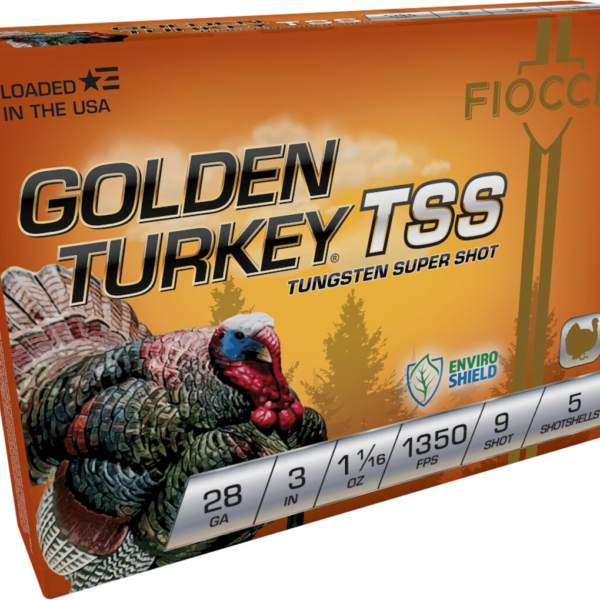 Fiocchi Golden Turkey TSS Ammunition 28 Gauge 3" 1-1/16 oz #9 Non-Toxic Tungsten Super Shot Box of 5