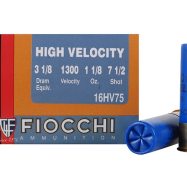 Fiocchi High Velocity Ammunition 16 Gauge 2-3/4" 1-1/8 oz #7-1/2 Chilled Lead Shot Box of 25