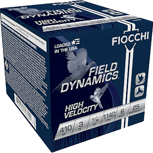 Fiocchi High Velocity Ammunition 410 Bore 3" 11/16 oz #6 Shot Box of 25