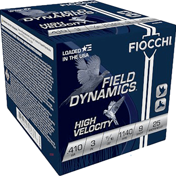 Fiocchi High Velocity Ammunition 410 Bore 3" 11/16 oz #9 Shot Box of 25