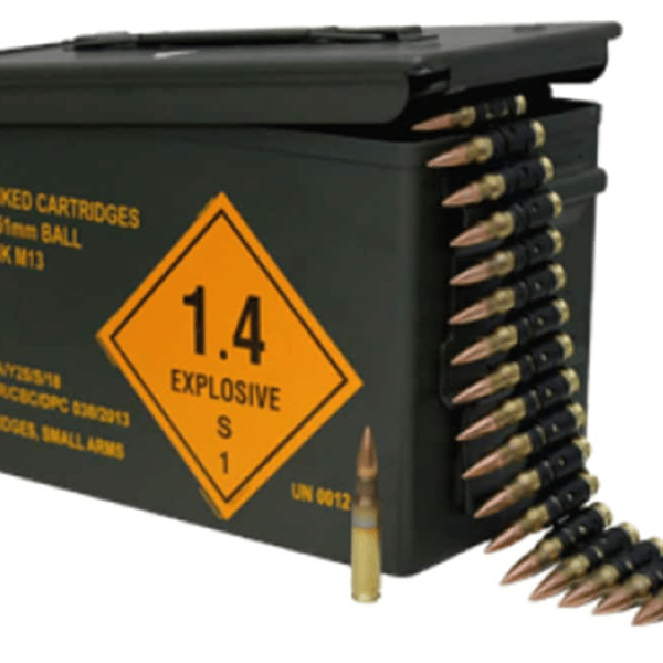 Magtech Ammunition 7.62x51mm NATO M80 148 Grain Full Metal Jacket 500 Linked Rounds in Ammo Can