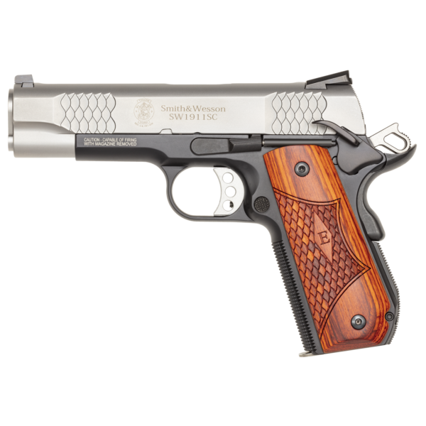 Buy Smith & Wesson SW1911SC E-Series Round Butt Scandium Frame Silver/Black Pistol Online
