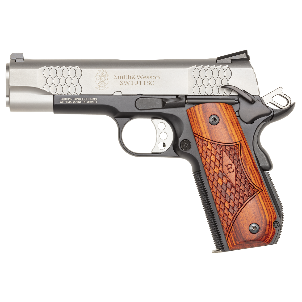 Buy Smith & Wesson SW1911SC E-Series Round Butt Scandium Frame Silver/Black Pistol Online