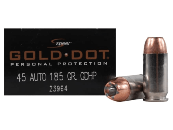 Speer Gold Dot Ammunition 45 ACP 185 Grain Jacketed Hollow Point