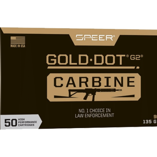 Speer Gold Dot Carbine Ammunition 9mm Luger 135 Grain G2 Jacketed Hollow Point Box of 50