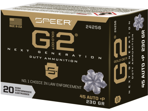 Speer Gold Dot G2 Ammunition 45 ACP +P 230 Grain Jacketed Hollow Point