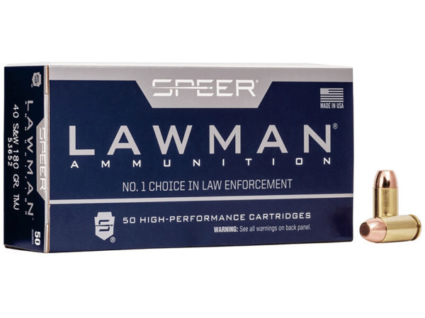 Speer Lawman Ammunition 40 S&W 180 Grain Full Metal Jacket