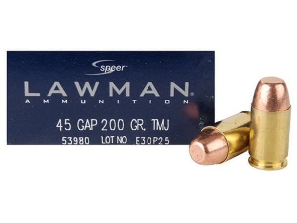 Speer Lawman Ammunition 45 GAP 200 Grain Total Metal Jacket