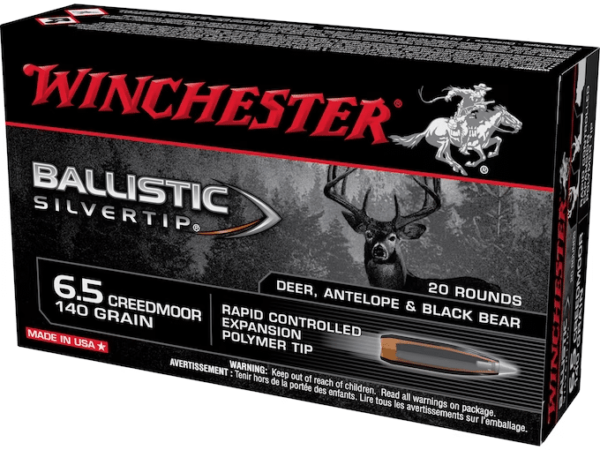 Winchester Ballistic Silvertip Ammunition 6.5 Creedmoor 140 Grain Rapid Controlled Expansion Polymer Tip