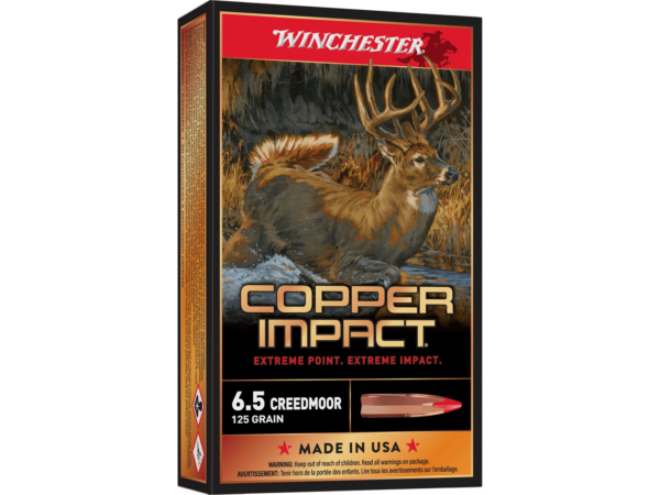 Winchester Copper Impact Ammunition 6.5 Creedmoor 125 Grain Copper Extreme Point Polymer Tip Lead-Free Box of 20