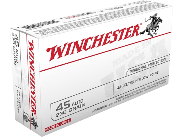 Winchester Defense Ammunition 45 ACP 230 Grain Jacketed Hollow Point