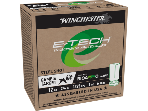 Winchester E-Tech Ammunition 12 Gauge 2-3/4" 1 oz #6 Non-Toxic Steel Shot