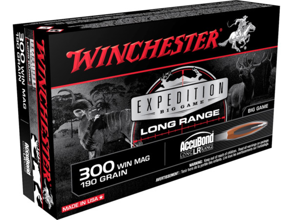 Winchester Expedition Big Game Long Range Ammunition 300 Winchester Magnum 190 Grain Nosler AccuBond LR Box of 20