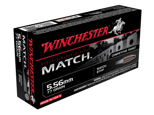 Winchester Match Ammunition 5.56x45mm NATO 77 Grain Sierra MatchKing Hollow Point Boat Tail