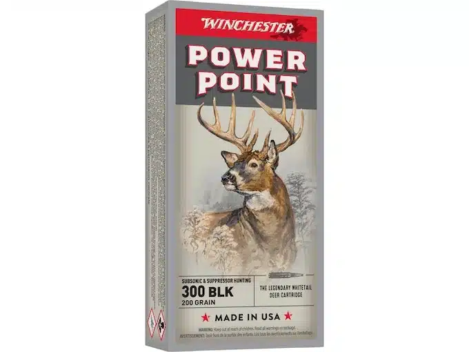 Winchester Power Point Ammunition 300 AAC Blackout Subsonic 200 Grain Power-Point Box of 20