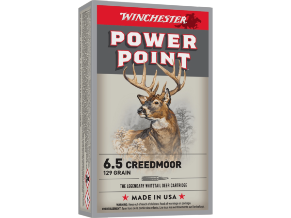 Winchester Power Point Ammunition 6.5 Creedmoor 129 Grain Power-Point Box of 20