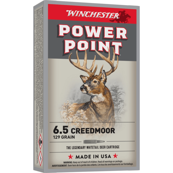 Winchester Power Point Ammunition 6.5 Creedmoor 129 Grain Power-Point Box of 20