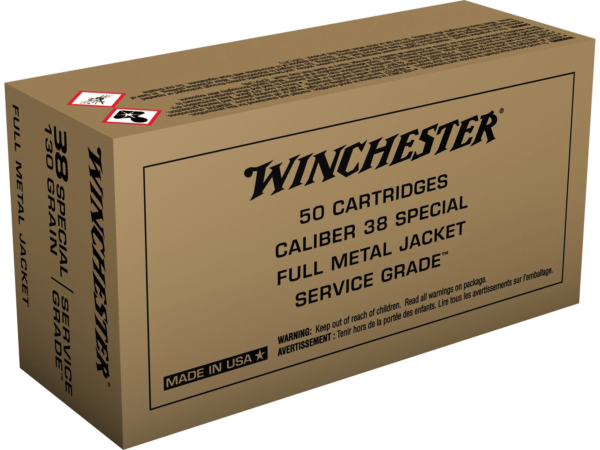 Winchester Service Grade Ammunition 38 Special 130 Grain Full Metal Jacket