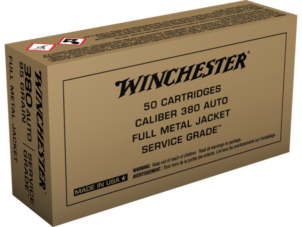 Winchester Service Grade Ammunition 380 ACP 95 Grain Full Metal Jacket