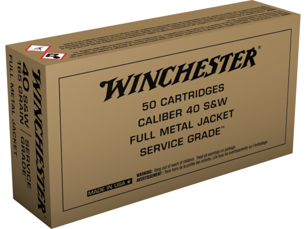 Winchester Service Grade Ammunition 40 S&W 165 Grain Full Metal Jacket