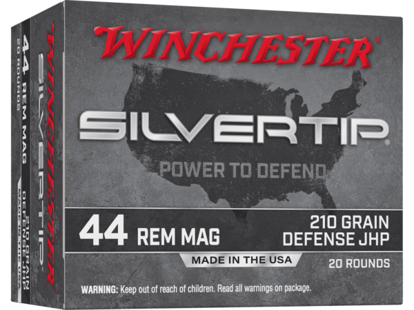 Winchester Silvertip Defense Ammunition 44 Remington Magnum 210 Grain Jacketed Hollow Point Box of 20